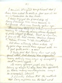 Dai Vernons handwritten foreword to The Classic Magic Of Larry Jennings